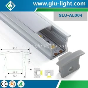 LED aluminiumsprofil med PC-deksel endestykker og monteringsklips for LED-stripe